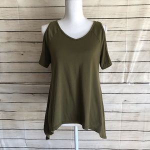 Olive Green Cold Shoulder Top